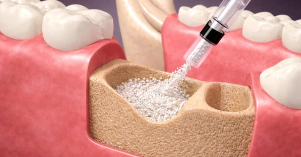 Dental bone grafting in Largo procedure shown in a detailed close-up illustration